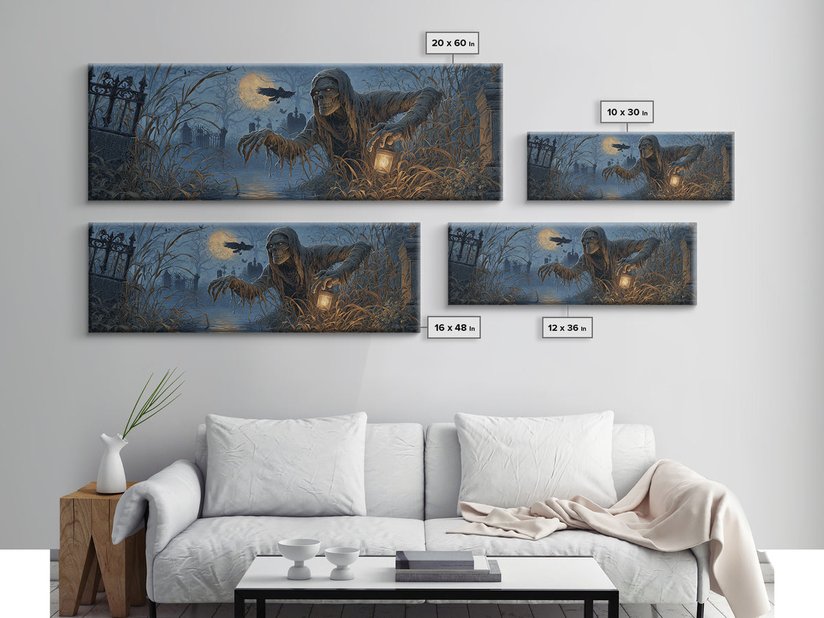 The Bog Mummy, Extra Wide Wall Art, Gothic Horror Wall Art, Framed Canvas Print, Halloween Wall Decor, Gothic Home Decor, Statement Wall Art