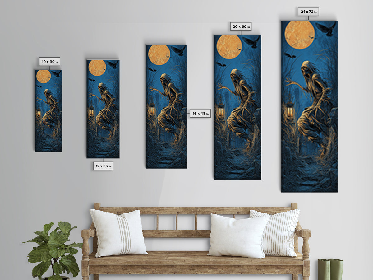 The Bog Mummy, Tall Narrow Wall Art, Dark Fantasy Wall Art, Canvas Print, Halloween Wall Decor, Gothic Home Decor, Statement Wall Art