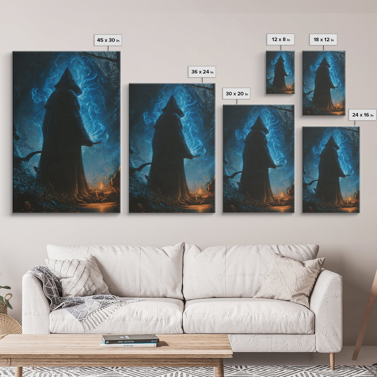 The Will-O'-The-Wisp Shepherd, Vertical Wall Art, Dark Fantasy Wall Art, Canvas Print, Halloween Wall Decor, Gothic Home Decor