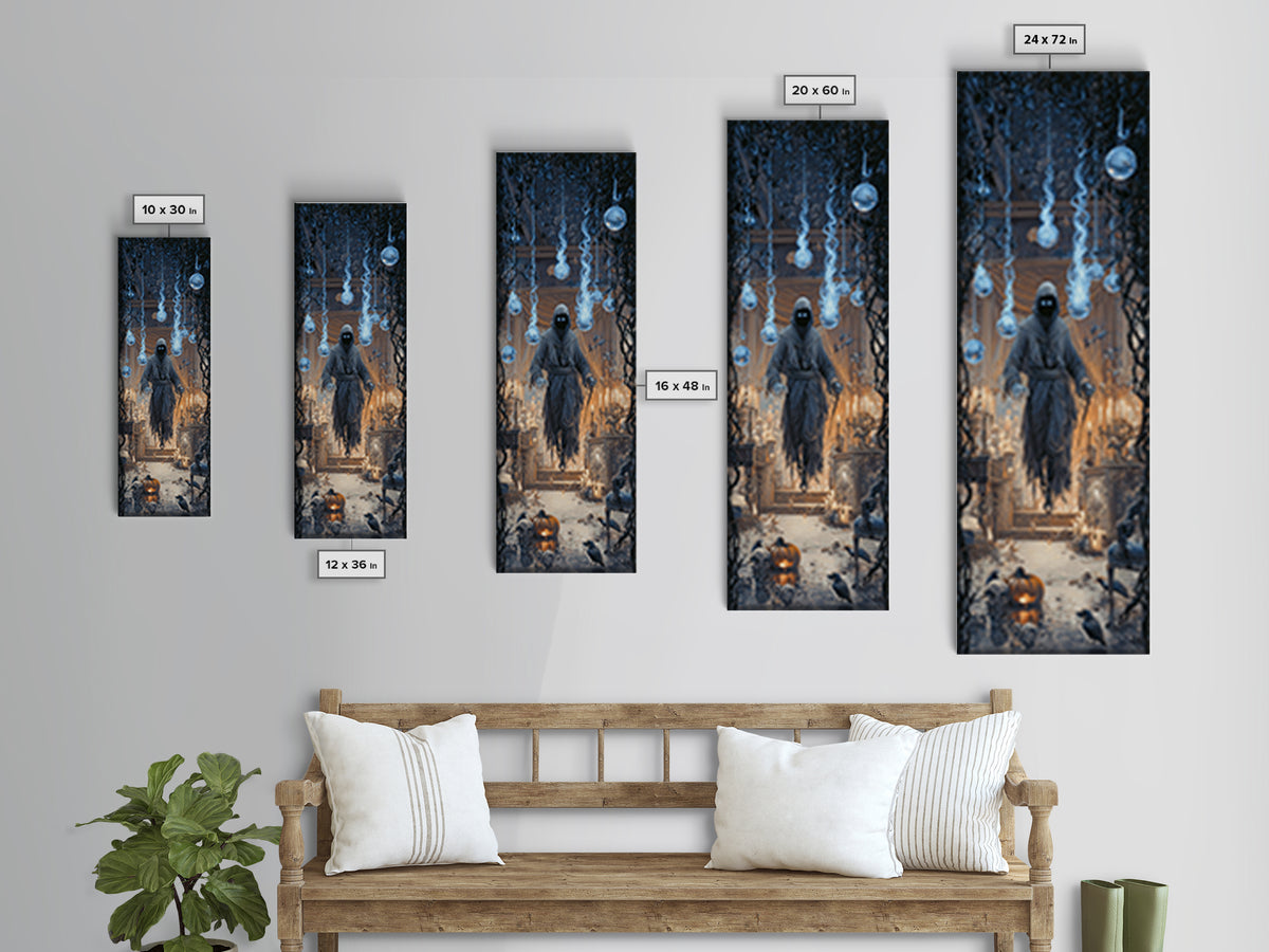 The Will-O'-The-Wisp Shepherd, Tall Narrow Wall Art, Dark Halloween Decor, Canvas Print, Halloween Wall Decor, Gothic Home Decor