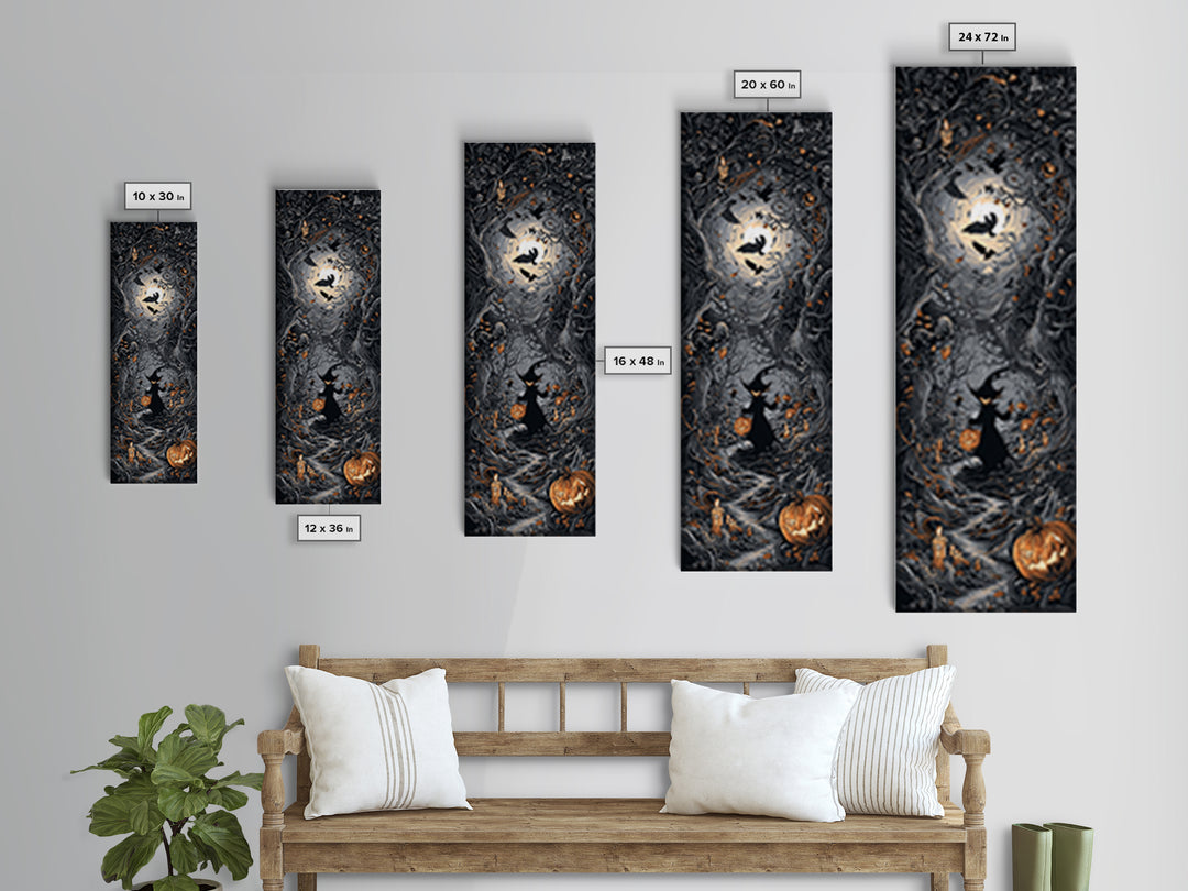 The Pumpkin Patch Goblin, Tall Narrow Wall Art, Haunted Gothic Art, Framed Canvas Print, Halloween Wall Decor, Gothic Home Decor