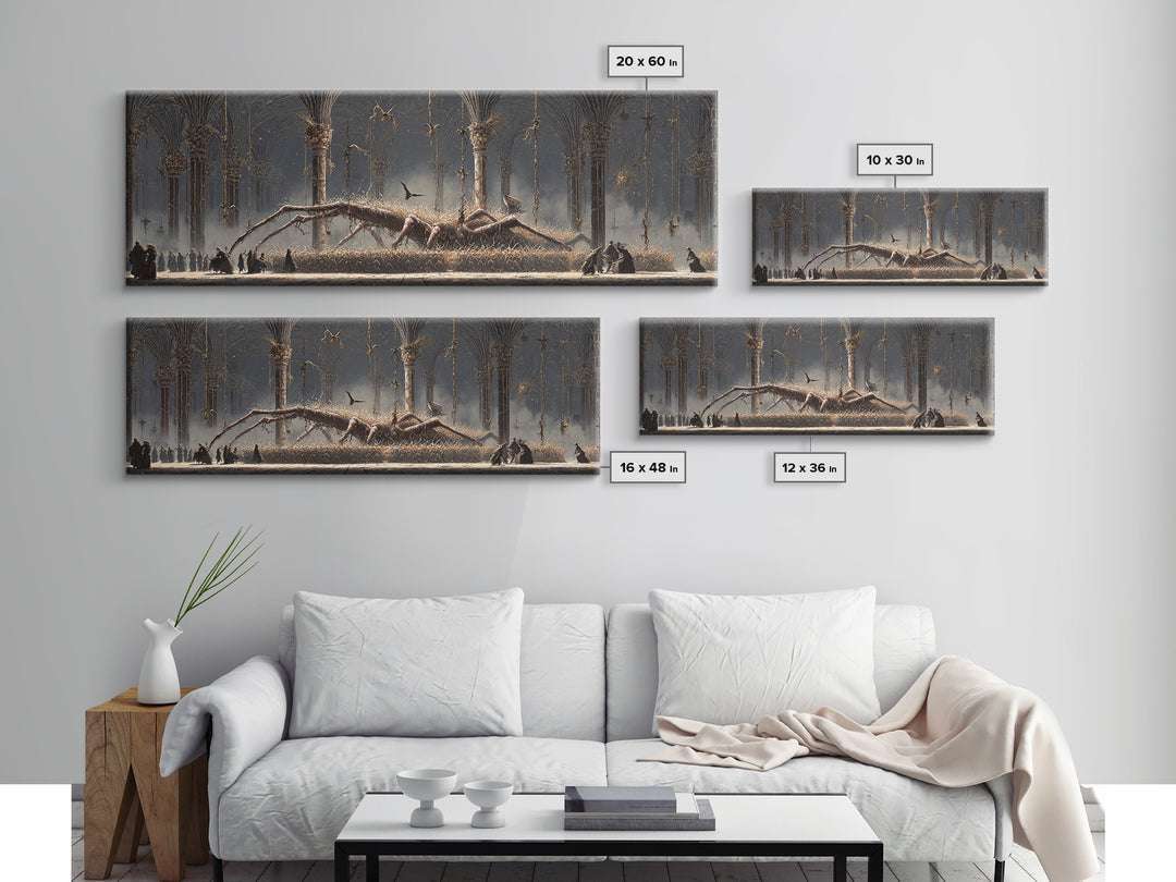 The Cornfield Crawler, Extra Wide Wall Art, Haunted Gothic Art, Framed Canvas Print, Halloween Wall Decor, Gothic Home Decor