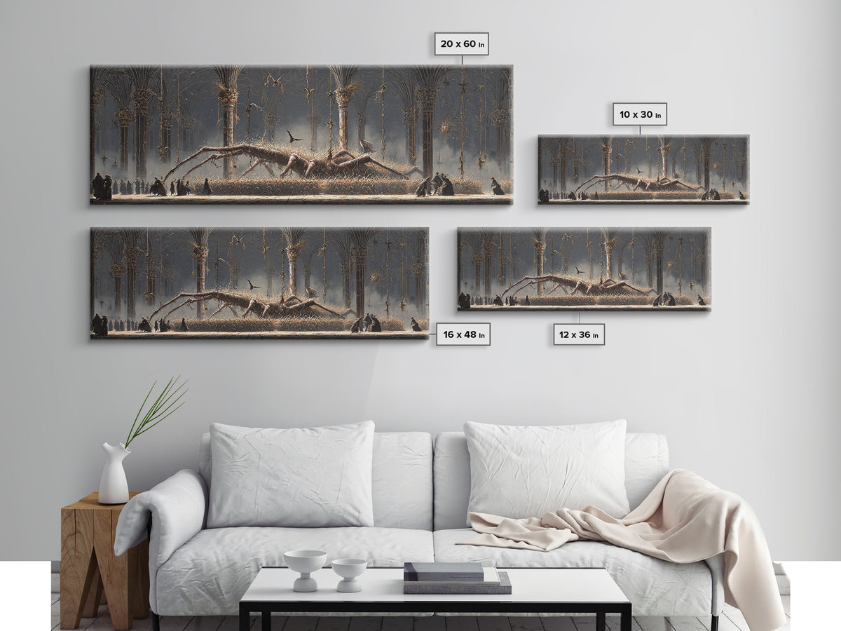 The Cornfield Crawler, Extra Wide Wall Art, Haunted Gothic Art, Framed Canvas Print, Halloween Wall Decor, Gothic Home Decor
