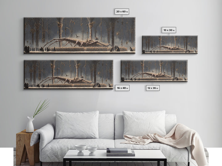 The Cornfield Crawler, Extra Wide Wall Art, Haunted Gothic Art, Framed Canvas Print, Halloween Wall Decor, Gothic Home Decor