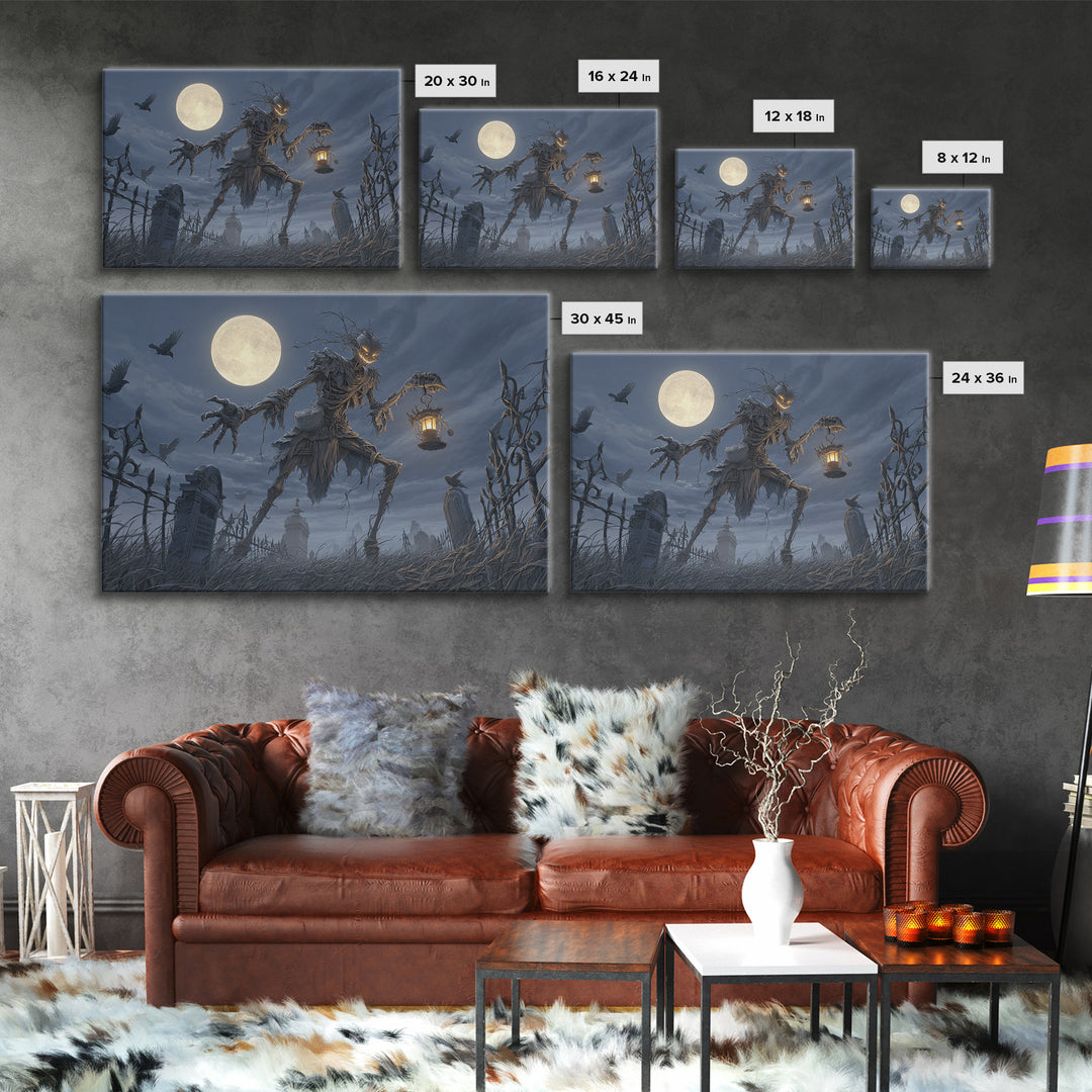 The Harvest Demon, Landscape Wall Art, Haunted Gothic Art, Framed Canvas Print, Halloween Wall Decor, Gothic Home Decor, Seasonal Home Decor