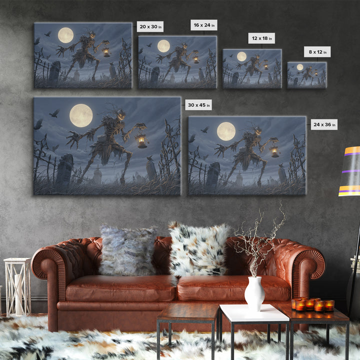 The Harvest Demon, Landscape Wall Art, Haunted Gothic Art, Framed Canvas Print, Halloween Wall Decor, Gothic Home Decor, Seasonal Home Decor