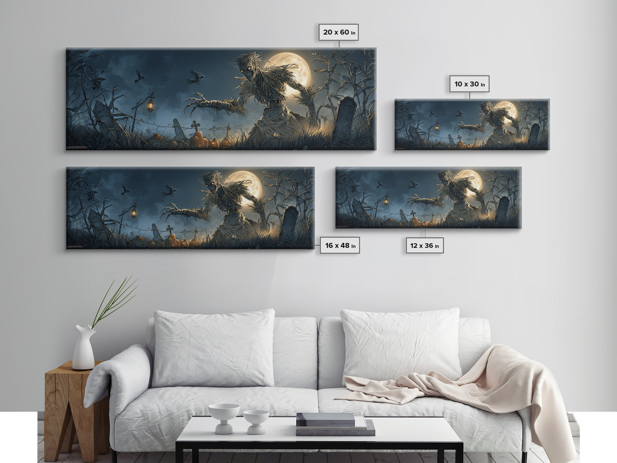The Harvest Demon, Extra Wide Wall Art, Haunted Gothic Art, Framed Canvas Print, Halloween Wall Decor, Gothic Home Decor, Horror Wall Art