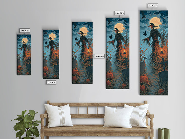 The Harvest Demon, Tall Narrow Wall Art, Gothic Horror Wall Art, Framed Canvas Print, Halloween Wall Decor, Gothic Home Decor
