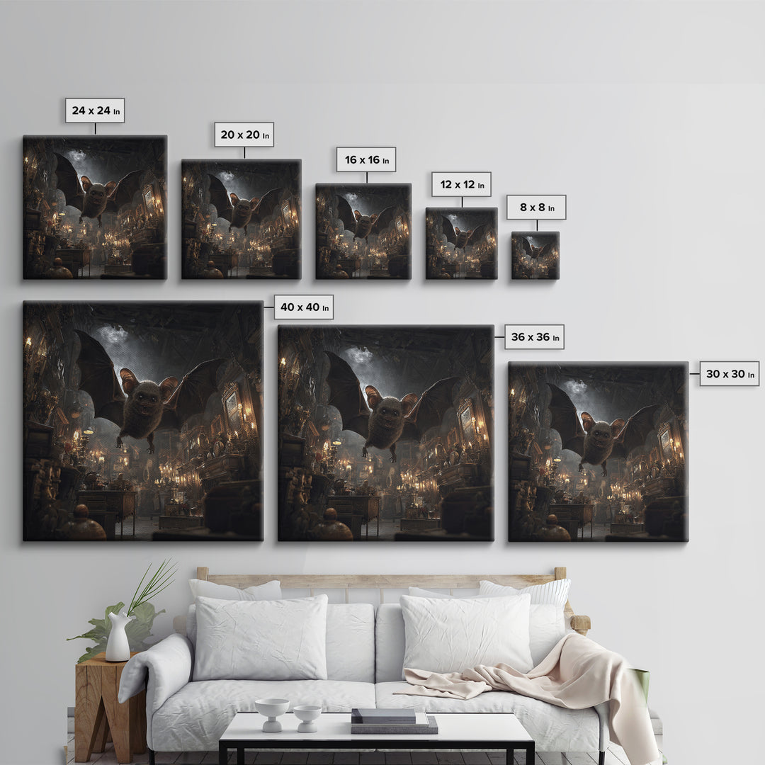 The Bat-Winged Imp, Square Wall Art, Haunted Gothic Art, Framed Canvas Print, Halloween Wall Decor, Gothic Home Decor, Macabre Wall Art