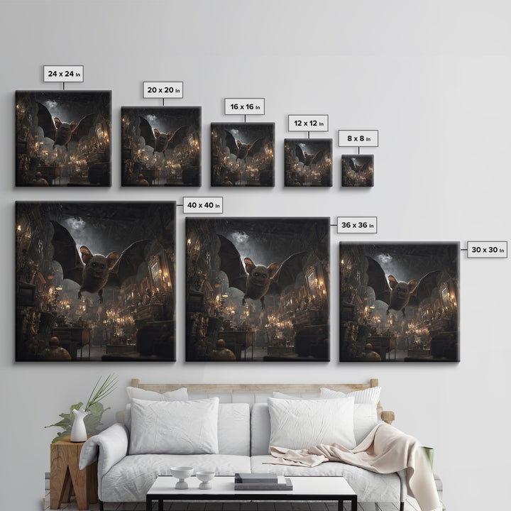 The Bat-Winged Imp, Square Wall Art, Haunted Gothic Art, Framed Canvas Print, Halloween Wall Decor, Gothic Home Decor, Macabre Wall Art