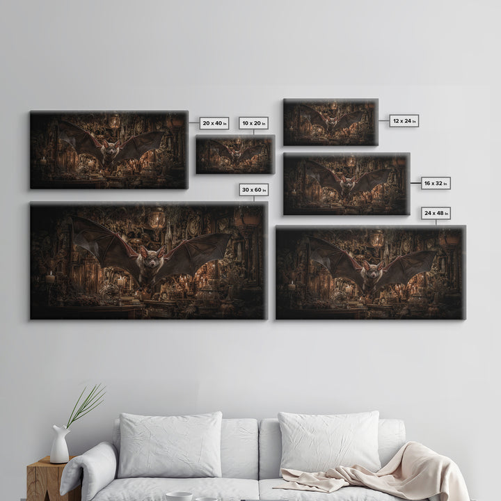 The Bat-Winged Imp, Wide Panoramic Art, Dark Fantasy Wall Art, Canvas Print, Halloween Wall Decor, Gothic Home Decor, Halloween Decor