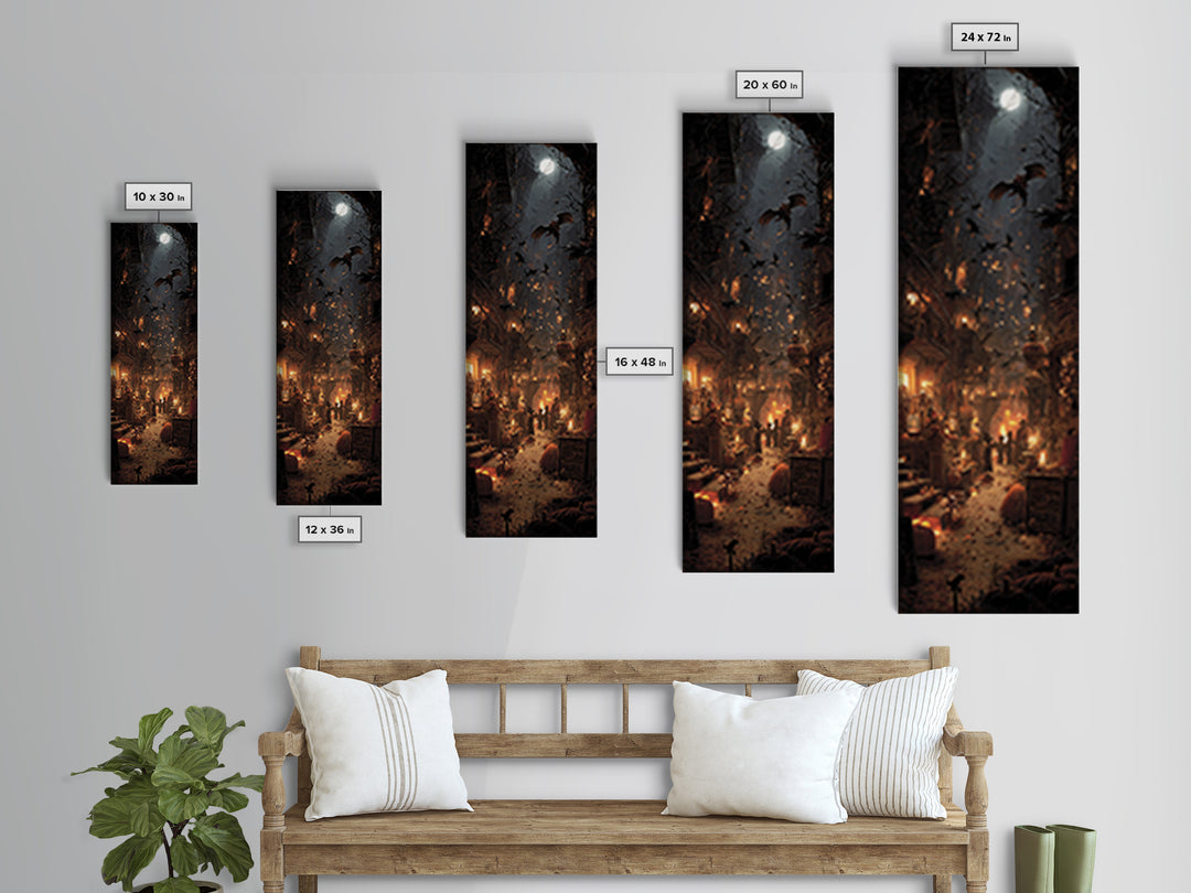 The Bat-Winged Imp, Tall Narrow Wall Art, Dark Fantasy Wall Art, Canvas Print, Halloween Wall Decor, Gothic Home Decor, Macabre Wall Art