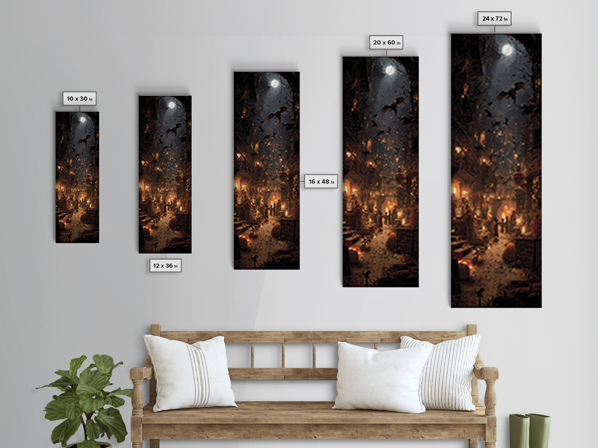 The Bat-Winged Imp, Tall Narrow Wall Art, Dark Fantasy Wall Art, Canvas Print, Halloween Wall Decor, Gothic Home Decor, Macabre Wall Art