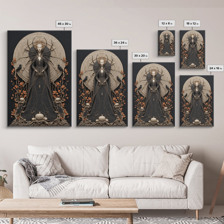The Spider Queen, Vertical Wall Art, Dark Fantasy Wall Art, Canvas Print, Halloween Wall Decor, Gothic Home Decor, Dark Fantasy Art