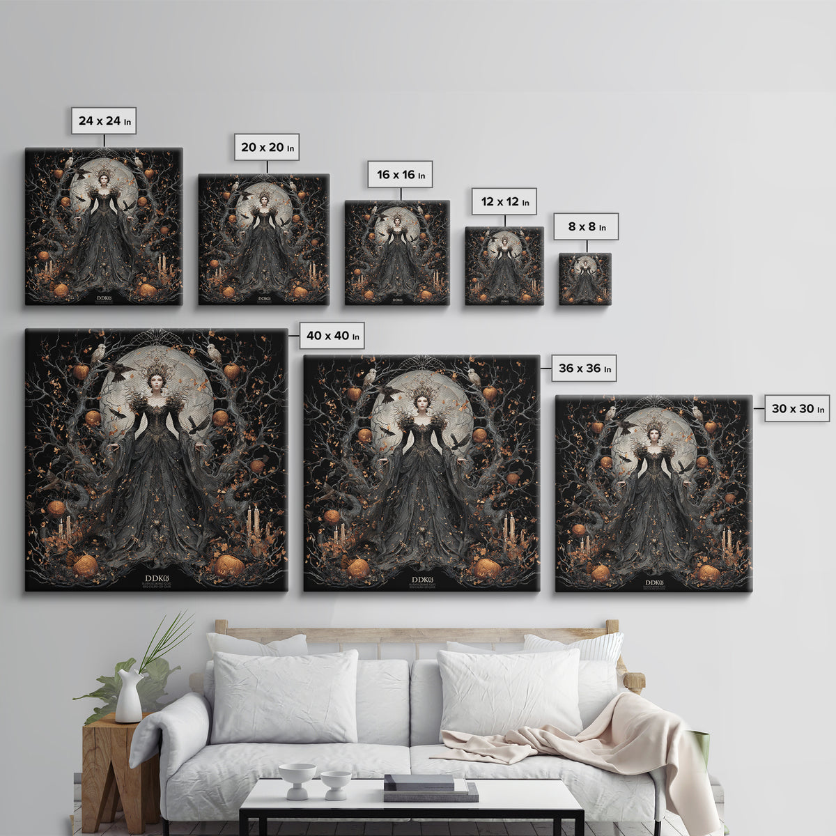 The Spider Queen, Square Wall Art, Macabre Wall Art, Framed Canvas Print, Halloween Wall Decor, Gothic Home Decor, Spooky Wall Decor