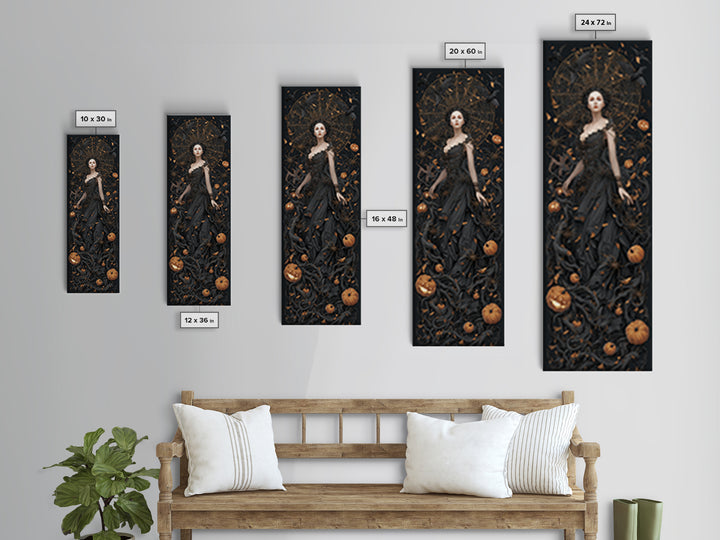 The Spider Queen, Tall Narrow Wall Art, Macabre Wall Art, Framed Canvas Print, Halloween Wall Decor, Gothic Home Decor, Spooky Wall Decor