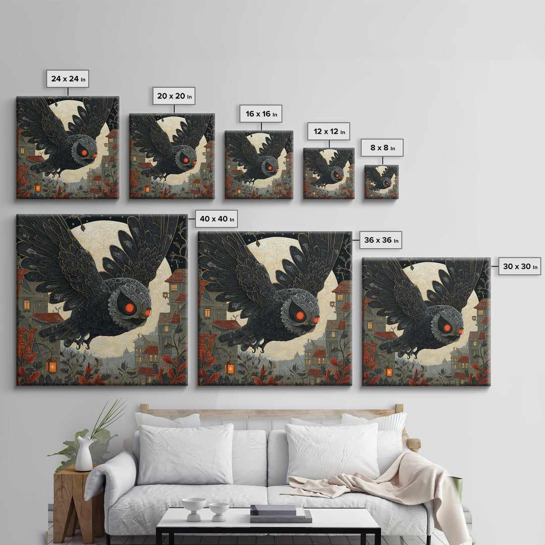 The Red-Eyed Moth Creature, Square Wall Art, Dark Halloween Decor, Canvas Print, Halloween Wall Decor, Gothic Home Decor, Macabre Wall Art
