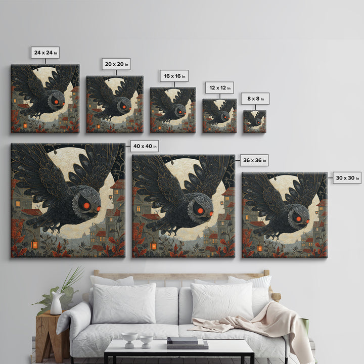 The Red-Eyed Moth Creature, Square Wall Art, Dark Halloween Decor, Canvas Print, Halloween Wall Decor, Gothic Home Decor, Macabre Wall Art