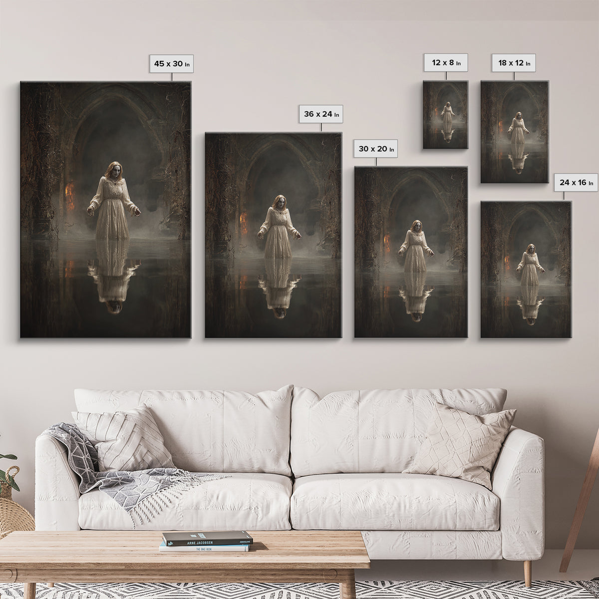 The Lake Phantom, Vertical Wall Art, Spooky Home Decor, Canvas Print, Halloween Wall Decor, Gothic Home Decor, Dark Fantasy Art