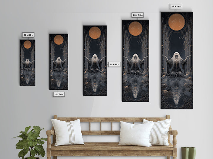 The Lake Phantom, Tall Narrow Wall Art, Dark Halloween Decor, Canvas Print, Halloween Wall Decor, Gothic Home Decor, Spooky Wall Decor