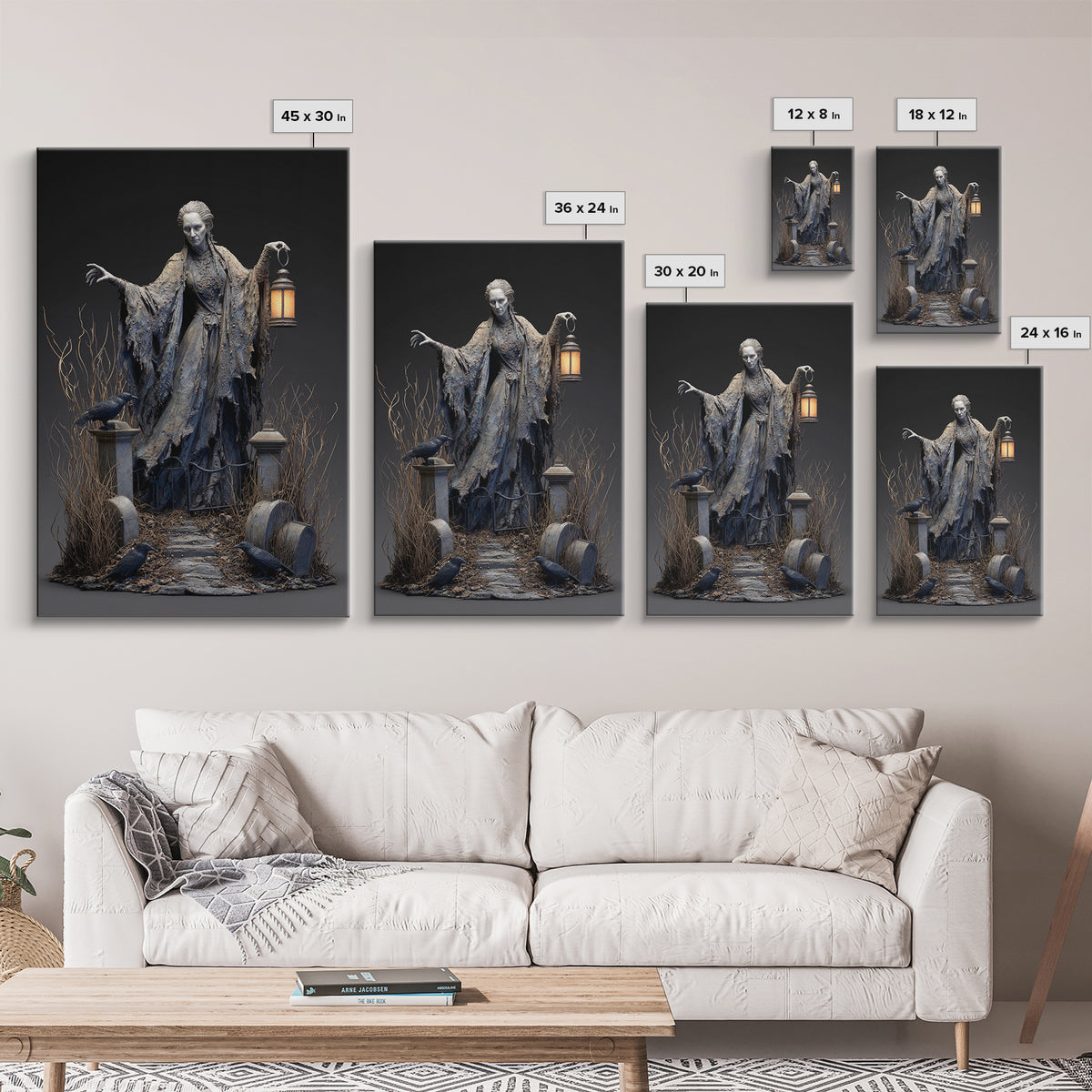 The Salt-Marsh Witch, Vertical Wall Art, Gothic Horror Wall Art, Framed Canvas Print, Halloween Wall Decor, Gothic Home Decor