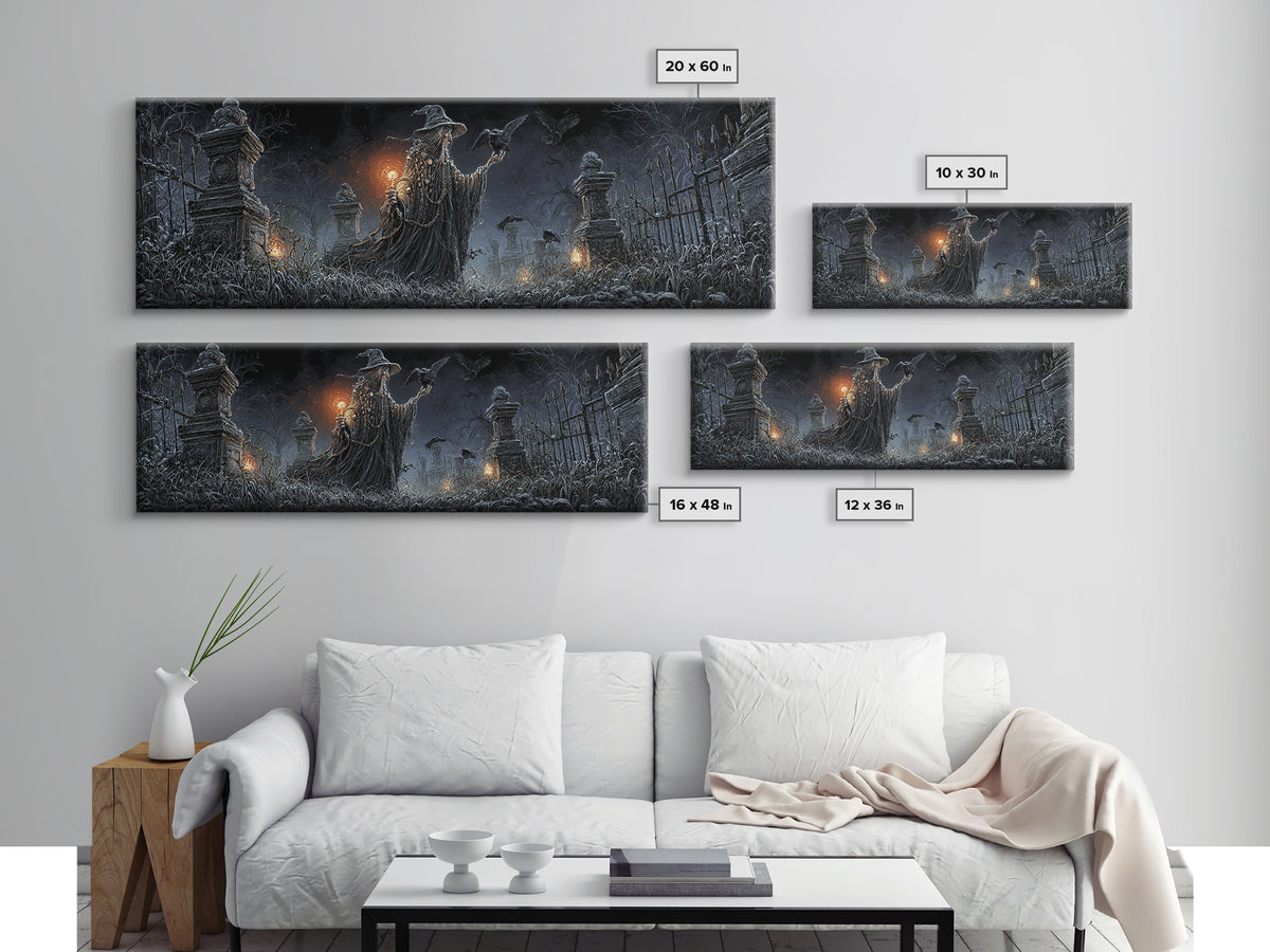 The Salt-Marsh Witch, Extra Wide Wall Art, Haunted Gothic Art, Framed Canvas Print, Halloween Wall Decor, Gothic Home Decor, Halloween Decor