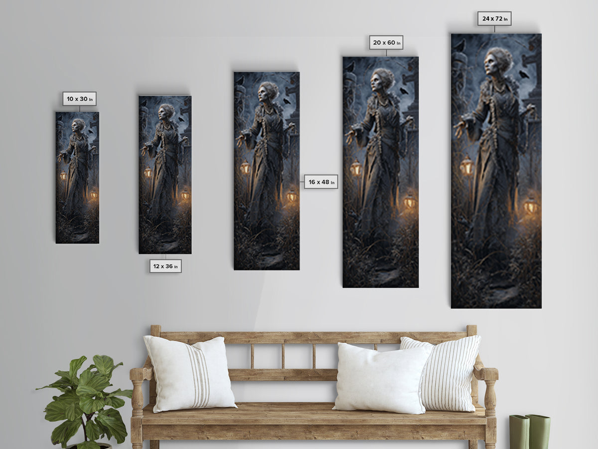 The Salt-Marsh Witch, Tall Narrow Wall Art, Macabre Wall Art, Framed Canvas Print, Halloween Wall Decor, Gothic Home Decor, Horror Wall Art