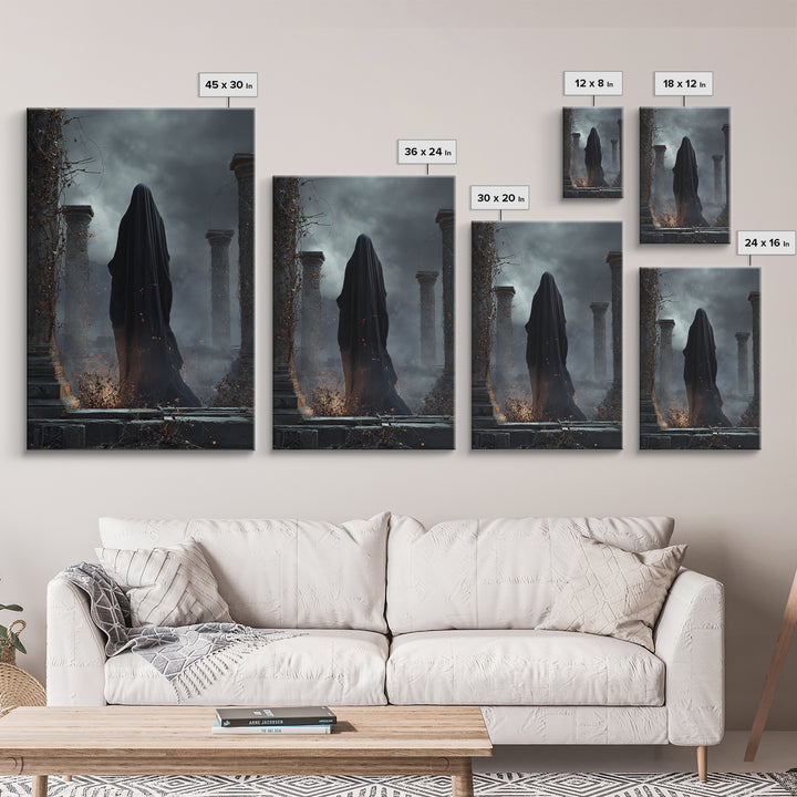 The Stone-Circle Spirit, Vertical Wall Art, Spooky Home Decor, Canvas Print, Halloween Wall Decor, Gothic Home Decor, Dark Fantasy Art