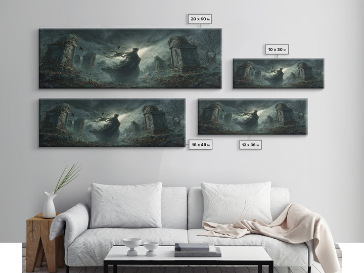 The Stone-Circle Spirit, Extra Wide Wall Art, Macabre Wall Art, Framed Canvas Print, Halloween Wall Decor, Gothic Home Decor