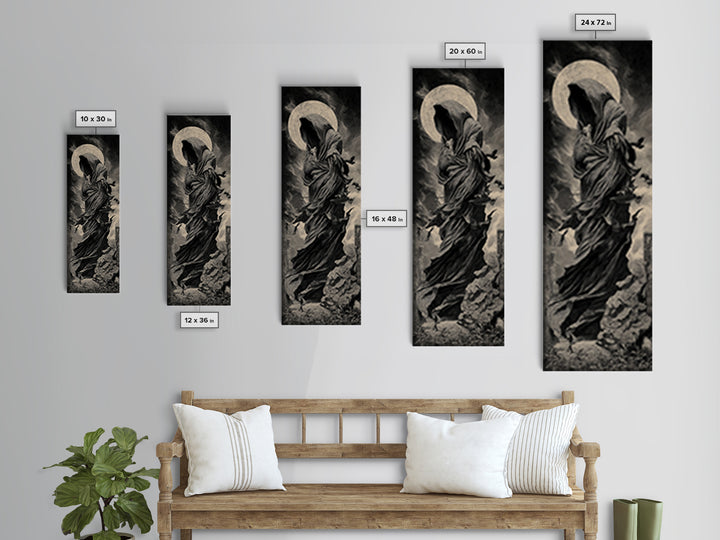 The Stone-Circle Spirit, Tall Narrow Wall Art, Haunted Gothic Art, Framed Canvas Print, Halloween Wall Decor, Gothic Home Decor