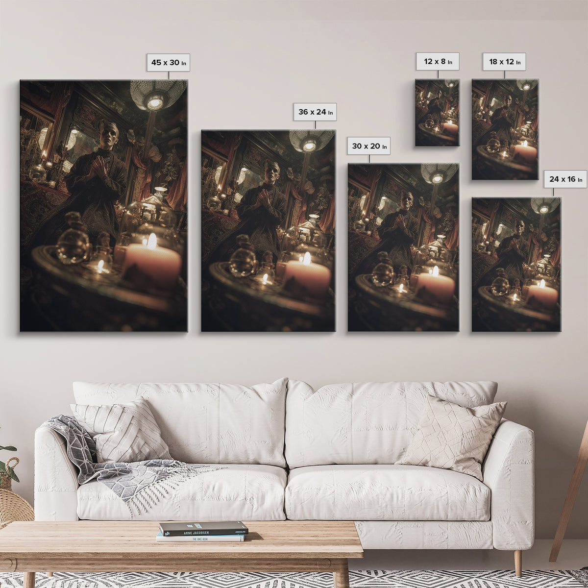 The Cave Oracle, Vertical Wall Art, Macabre Wall Art, Framed Canvas Print, Halloween Wall Decor, Gothic Home Decor, Spooky Wall Decor