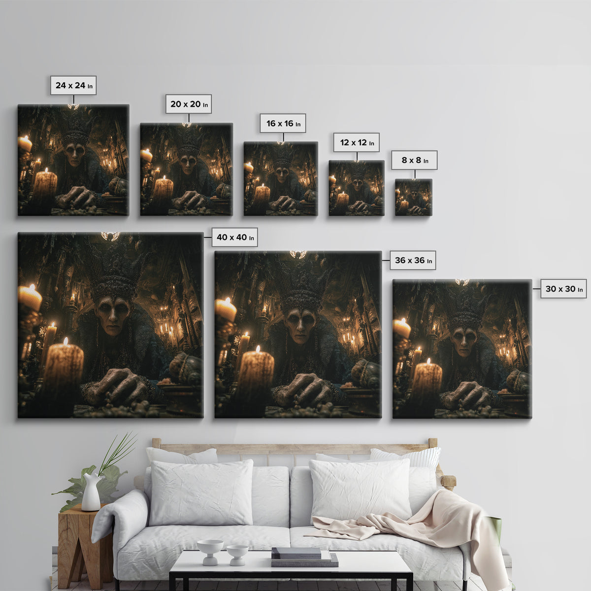The Cave Oracle, Square Wall Art, Macabre Wall Art, Framed Canvas Print, Halloween Wall Decor, Gothic Home Decor, Spooky Wall Decor