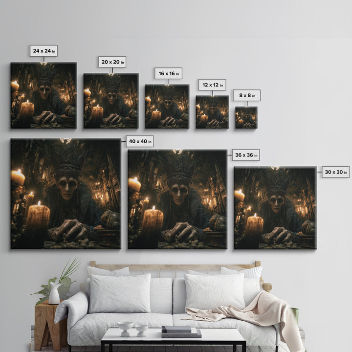 The Cave Oracle, Square Wall Art, Macabre Wall Art, Framed Canvas Print, Halloween Wall Decor, Gothic Home Decor, Spooky Wall Decor