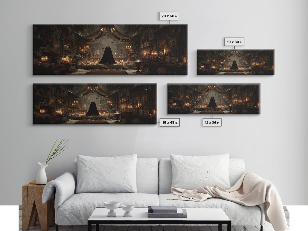 The Cave Oracle, Extra Wide Wall Art, Macabre Wall Art, Framed Canvas Print, Halloween Wall Decor, Gothic Home Decor, Halloween Decor