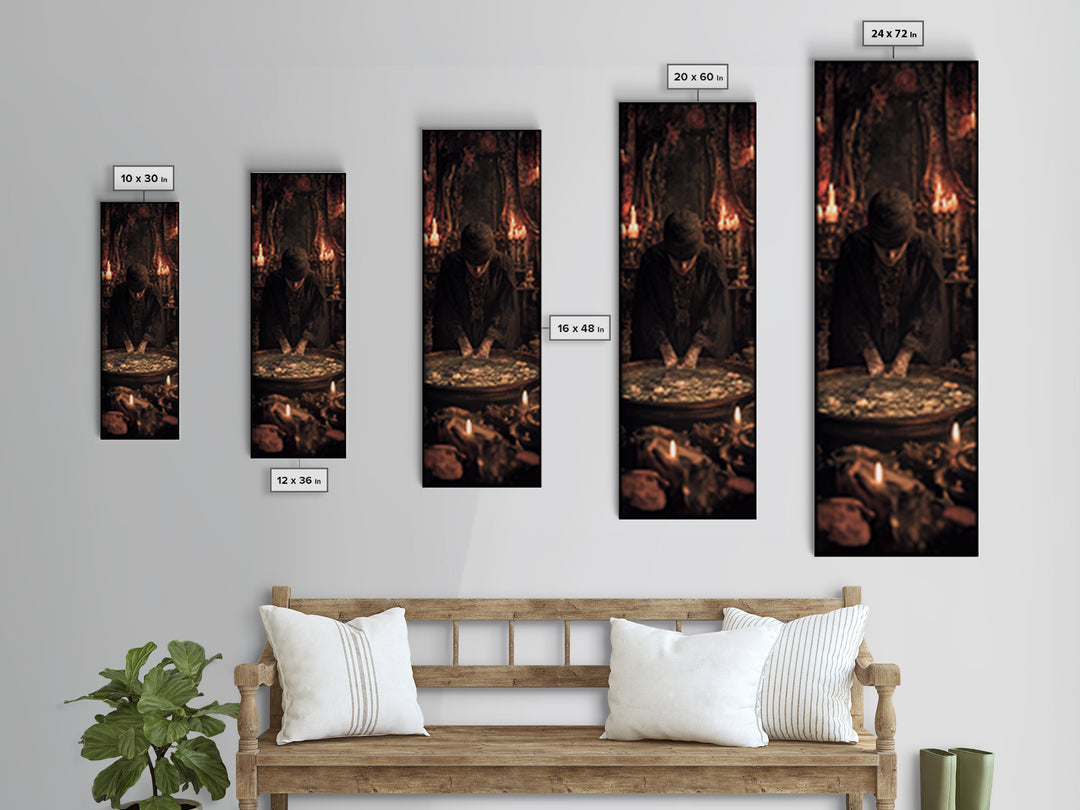 The Cave Oracle, Tall Narrow Wall Art, Dark Halloween Decor, Canvas Print, Halloween Wall Decor, Gothic Home Decor, Collectible Wall Decor