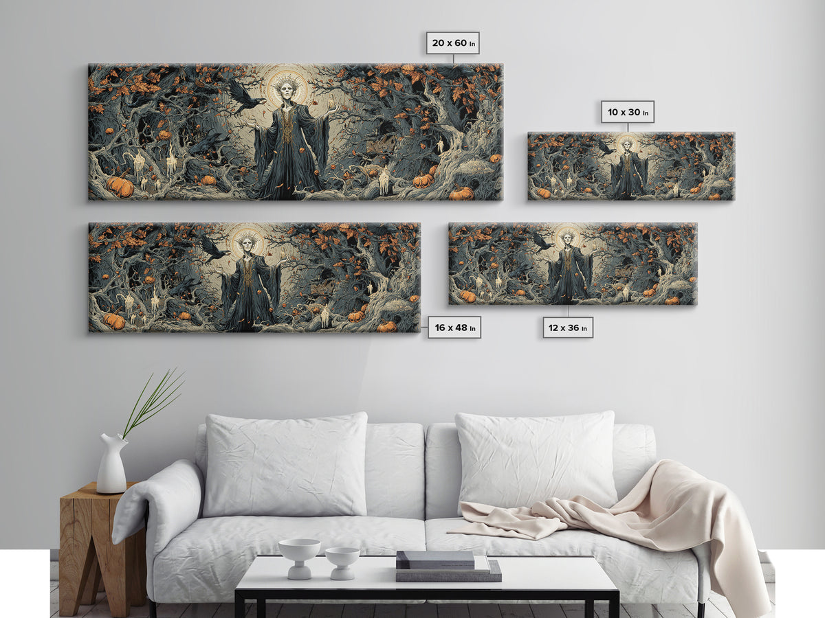 The Orchard Hag, Extra Wide Wall Art, Gothic Horror Wall Art, Framed Canvas Print, Halloween Wall Decor, Gothic Home Decor, Macabre Wall Art