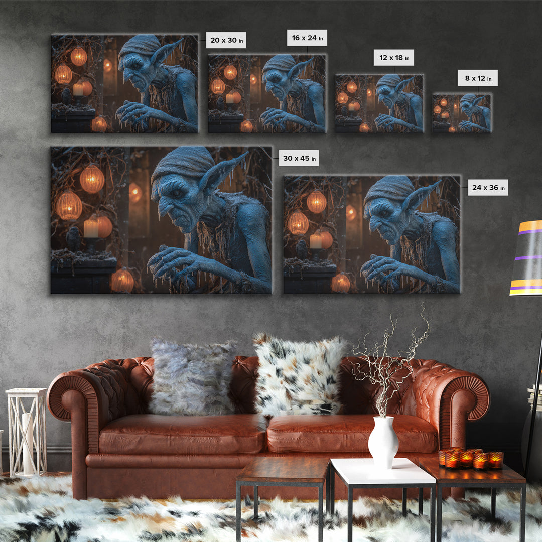 The Frost Goblin, Landscape Wall Art, Dark Fantasy Wall Art, Canvas Print, Halloween Wall Decor, Gothic Home Decor, Spooky Wall Decor