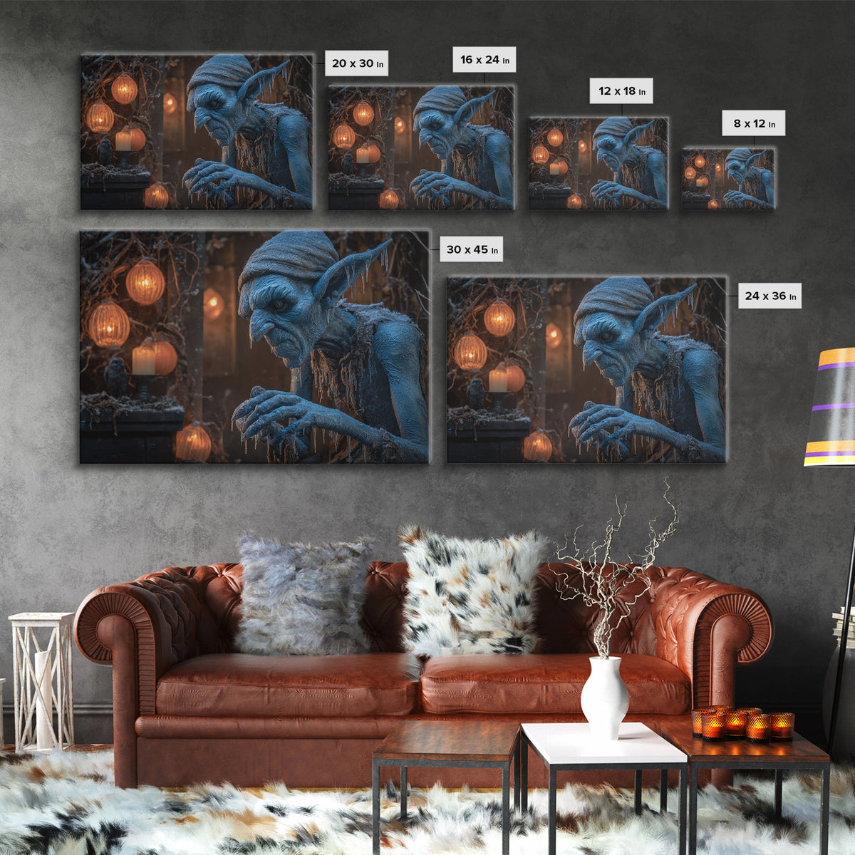 The Frost Goblin, Landscape Wall Art, Dark Fantasy Wall Art, Canvas Print, Halloween Wall Decor, Gothic Home Decor, Spooky Wall Decor