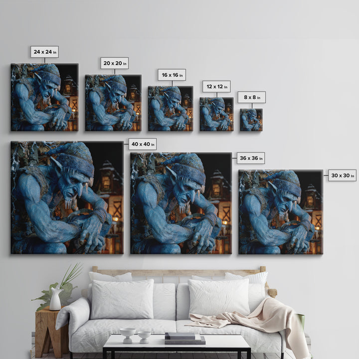 The Frost Goblin, Square Wall Art, Dark Halloween Decor, Canvas Print, Halloween Wall Decor, Gothic Home Decor, Statement Wall Art