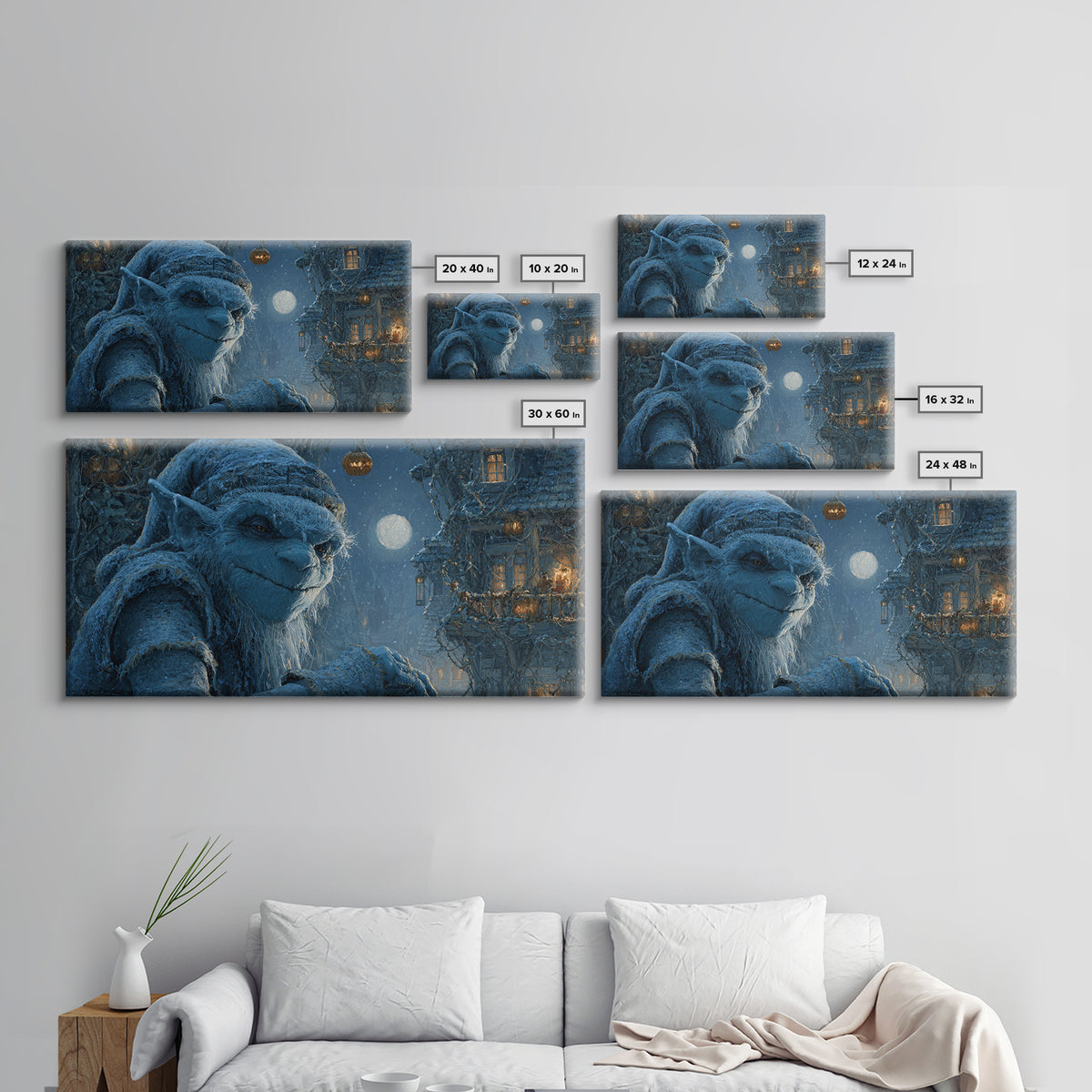 The Frost Goblin, Wide Panoramic Art, Dark Halloween Decor, Canvas Print, Halloween Wall Decor, Gothic Home Decor, Collectible Wall Decor