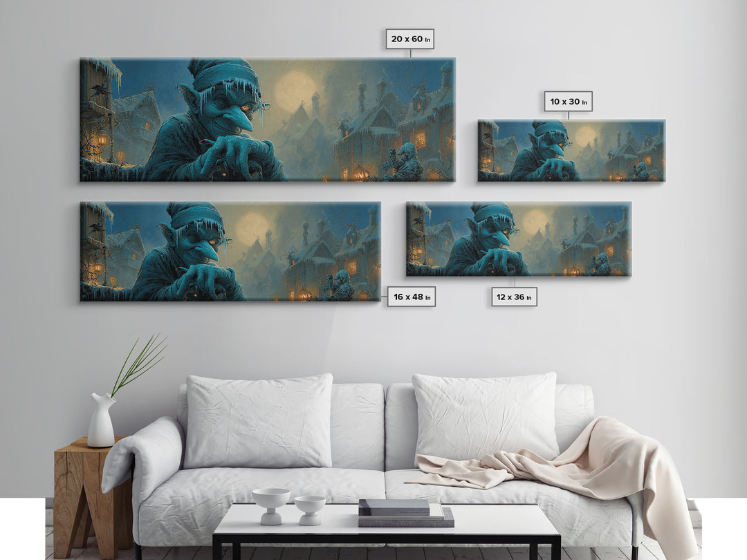 The Frost Goblin, Extra Wide Wall Art, Spooky Home Decor, Canvas Print, Halloween Wall Decor, Gothic Home Decor, Horror Wall Art