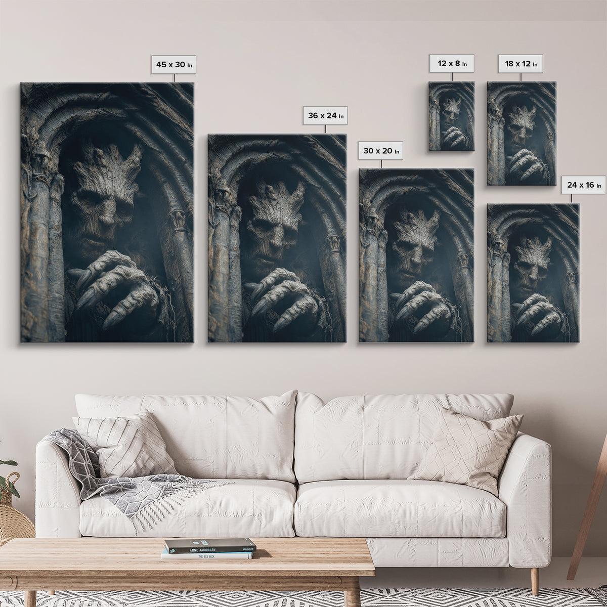 The Hollow-Tree Monster, Vertical Wall Art, Spooky Home Decor, Canvas Print, Halloween Wall Decor, Gothic Home Decor, Macabre Wall Art