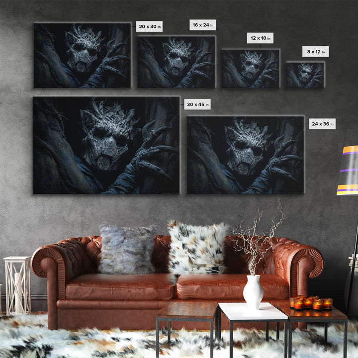 The Hollow-Tree Monster, Landscape Wall Art, Macabre Wall Art, Framed Canvas Print, Halloween Wall Decor, Gothic Home Decor