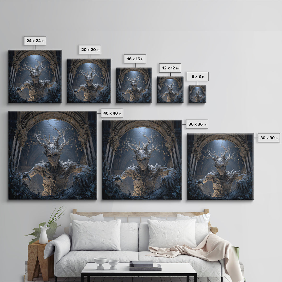 The Hollow-Tree Monster, Square Wall Art, Dark Halloween Decor, Canvas Print, Halloween Wall Decor, Gothic Home Decor, Halloween Wall Art