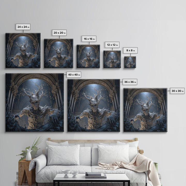 The Hollow-Tree Monster, Square Wall Art, Dark Halloween Decor, Canvas Print, Halloween Wall Decor, Gothic Home Decor, Halloween Wall Art