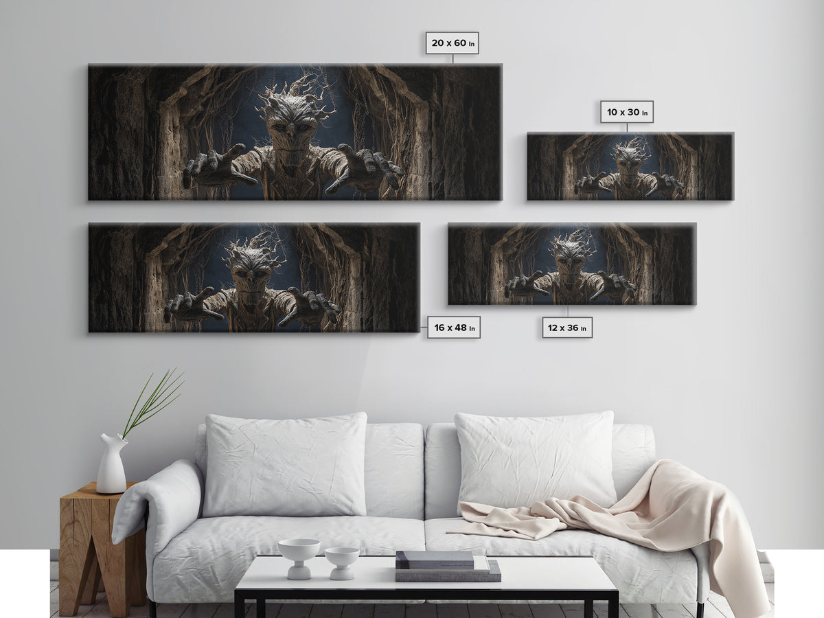 The Hollow-Tree Monster, Extra Wide Wall Art, Haunted Gothic Art, Framed Canvas Print, Halloween Wall Decor, Gothic Home Decor