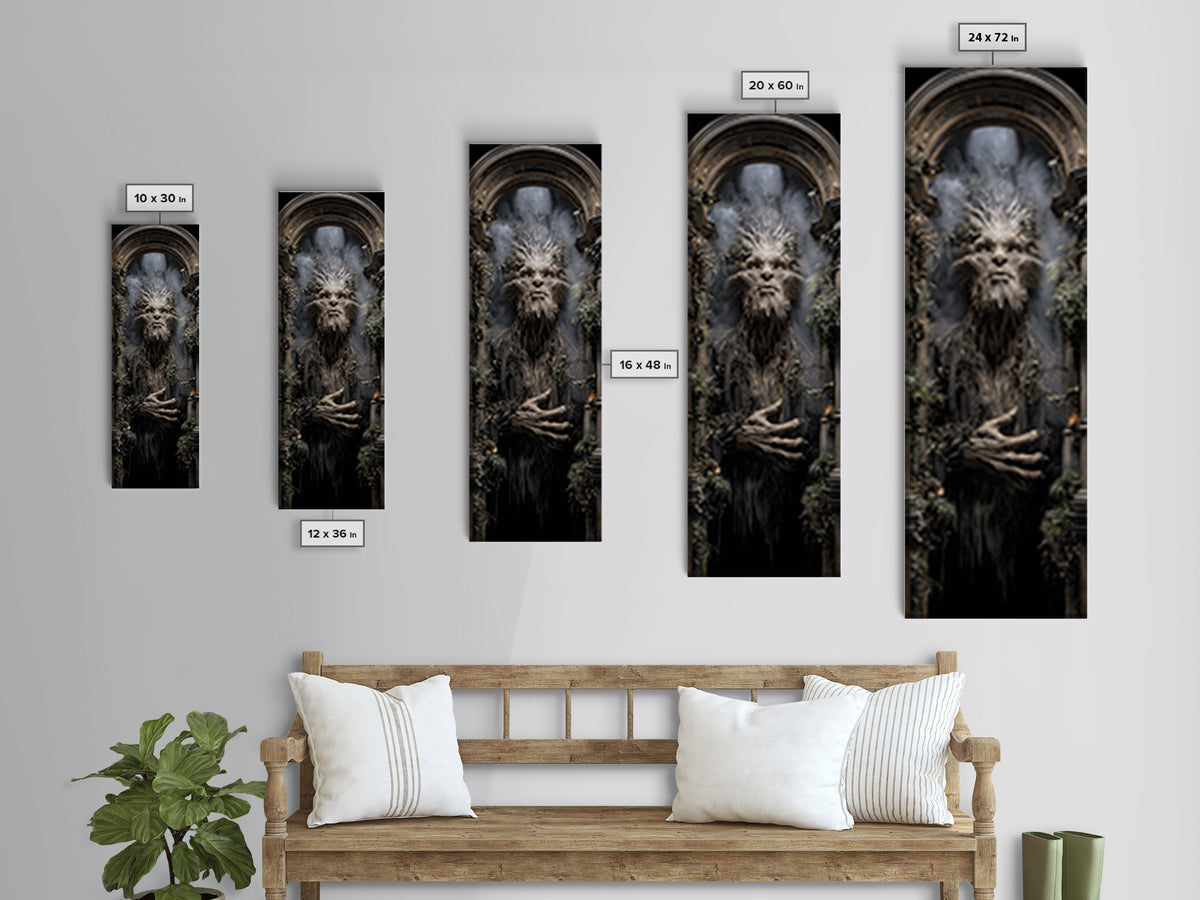 The Hollow-Tree Monster, Tall Narrow Wall Art, Dark Fantasy Wall Art, Canvas Print, Halloween Wall Decor, Gothic Home Decor