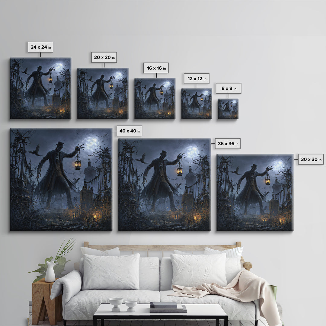 The Crossroads Spirit, Square Wall Art, Spooky Home Decor, Canvas Print, Halloween Wall Decor, Gothic Home Decor, Spooky Wall Decor