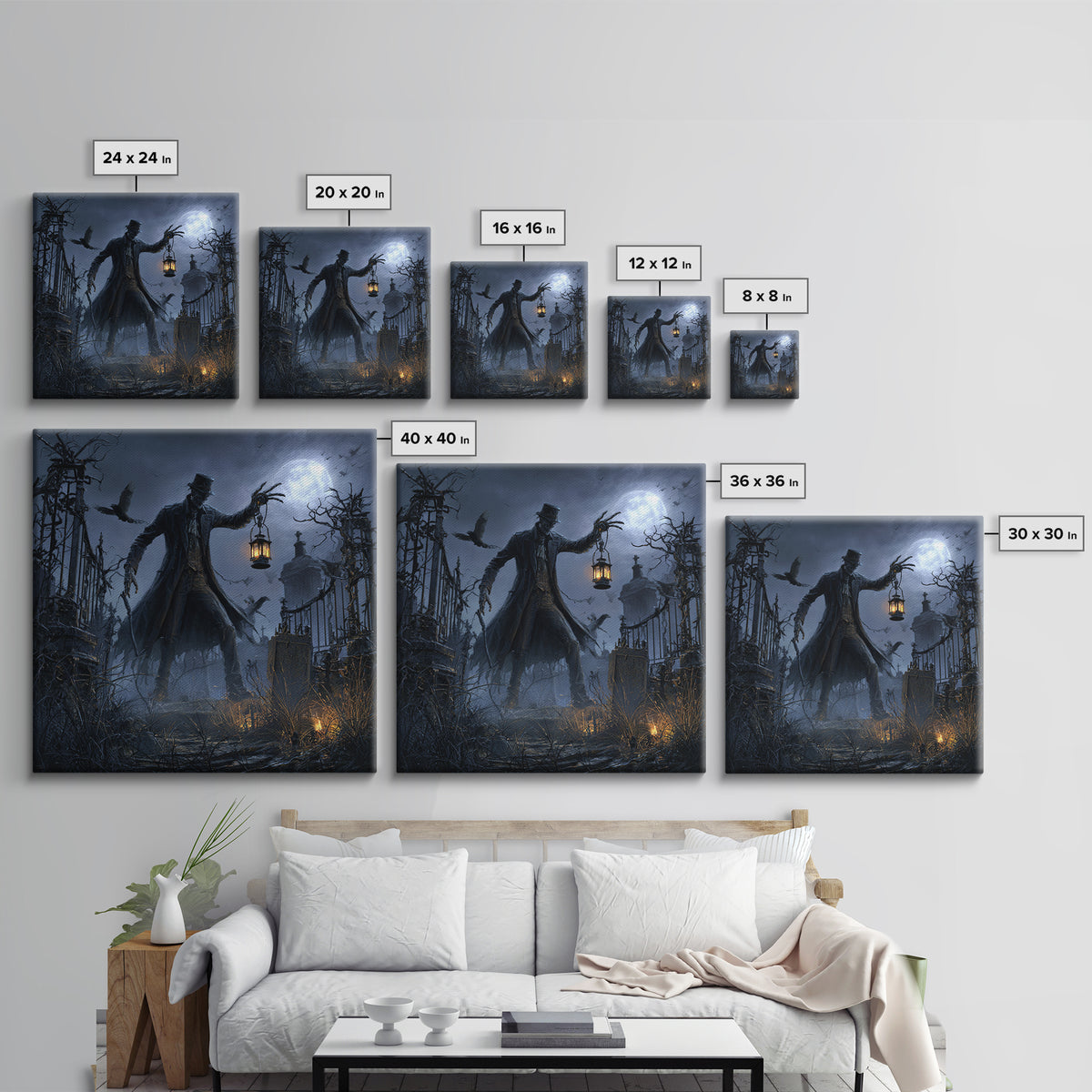 The Crossroads Spirit, Square Wall Art, Spooky Home Decor, Canvas Print, Halloween Wall Decor, Gothic Home Decor, Spooky Wall Decor