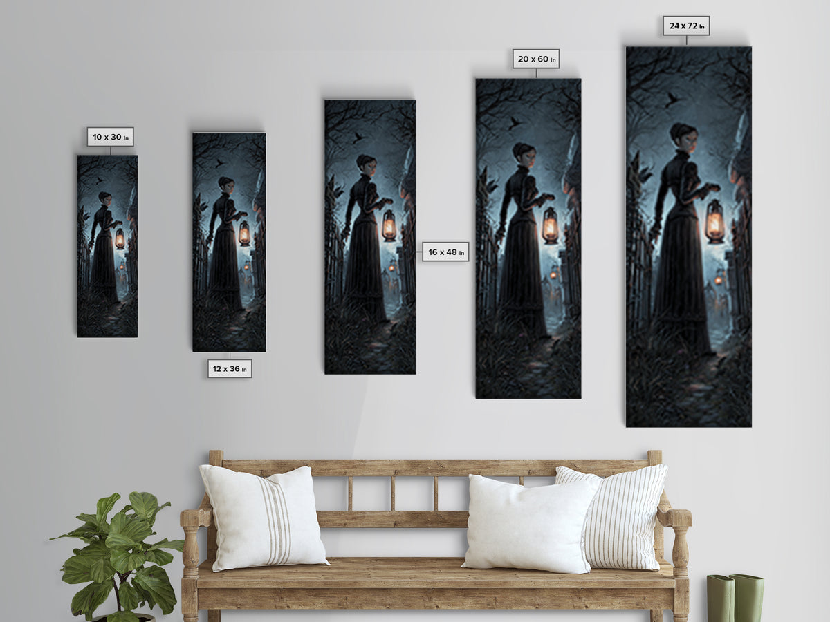The Crossroads Spirit, Tall Narrow Wall Art, Gothic Horror Wall Art, Framed Canvas Print, Halloween Wall Decor, Gothic Home Decor
